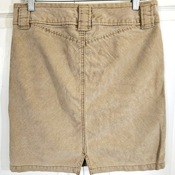 Gap 90s‎ Y2K Rubbed Denim Mini Pencil Skirt XS/S Khaki Tan Retro Office Indie - Picture 6 of 6